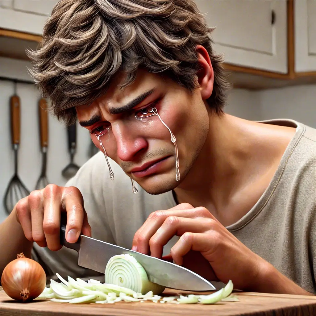 양파를-썰며-눈물을-흘리는-모습