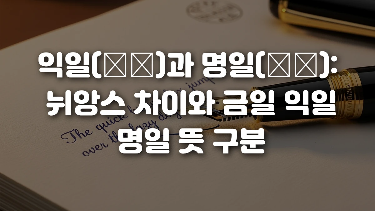 익일 翌日 과 명일 明日 뉘앙스 차이와 금일 익일 명일 뜻 구분