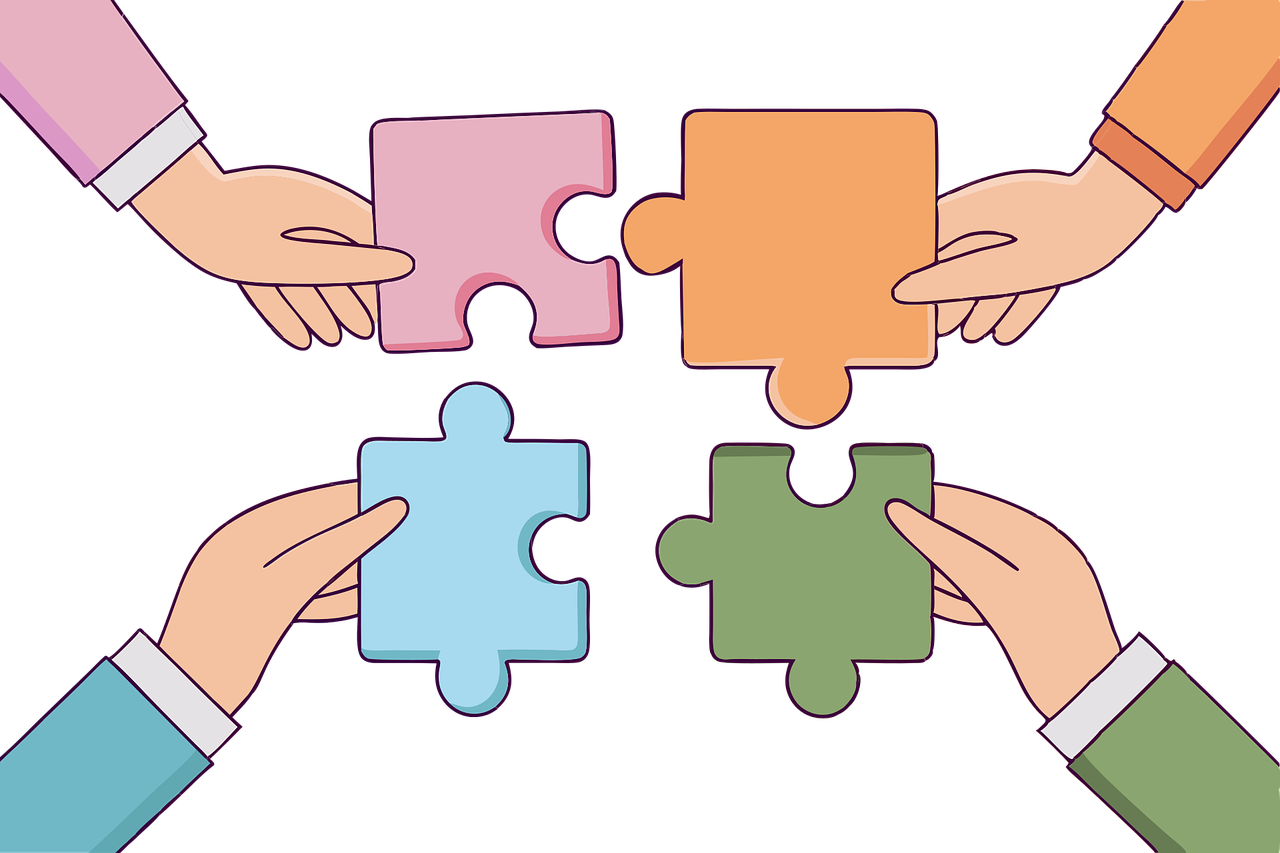 공동 배분을 의미하는 퍼즐 이미지