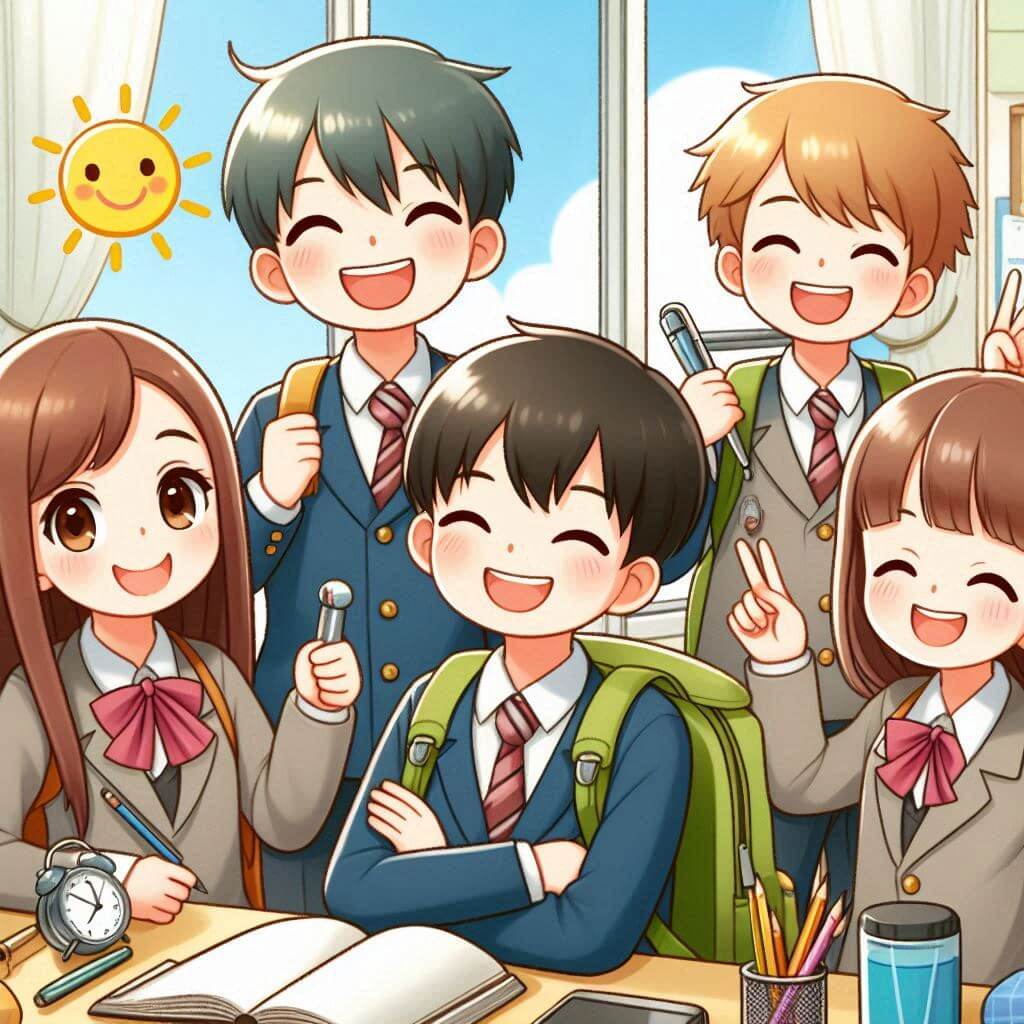 친구들과-웃고-있는-학생들-그림