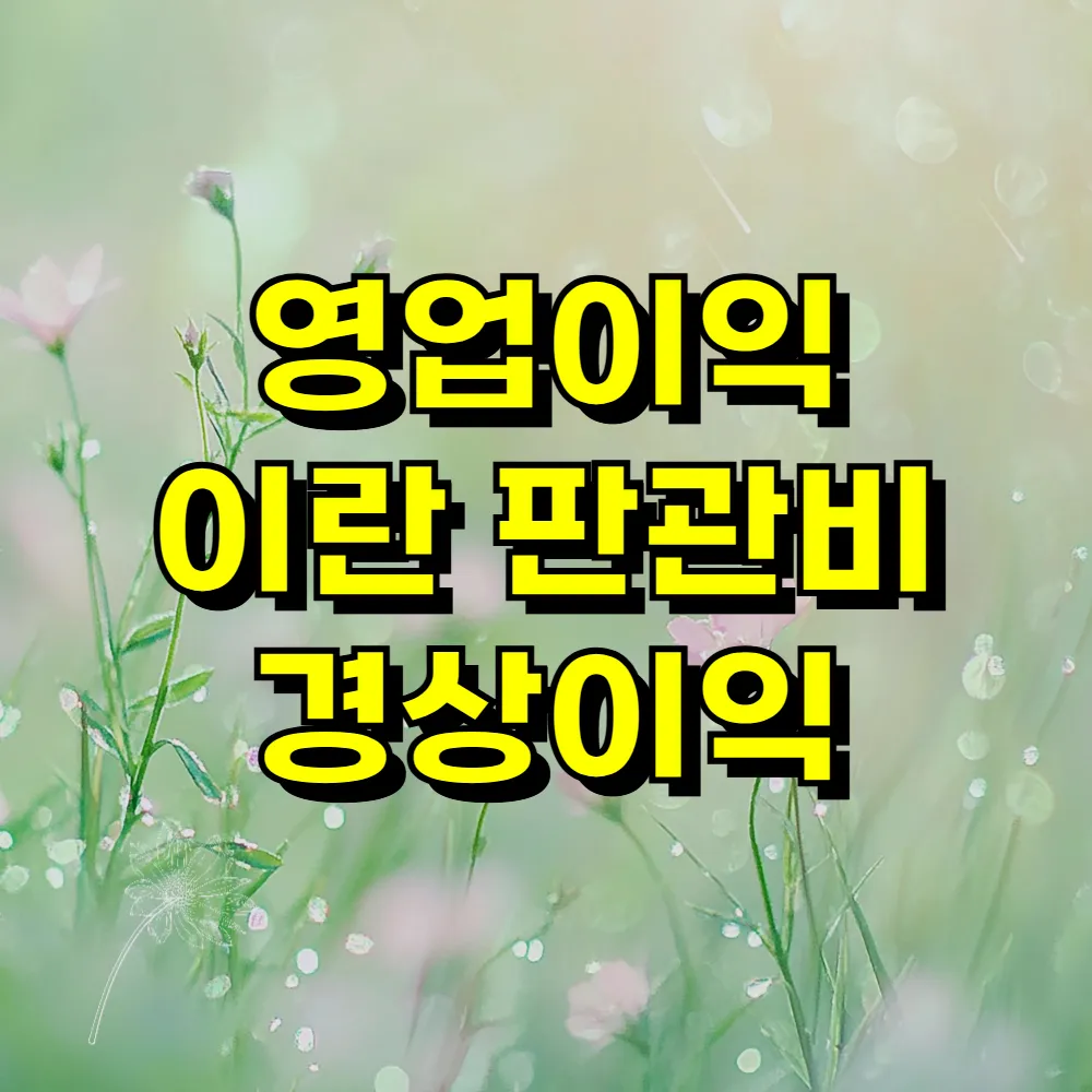 영업이익 이란 판관비 경상이익