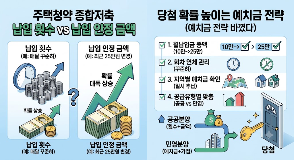 주택청약 종합저축 납입 횟수 vs 납입 인정 금액: 당첨 확률 높이는 예치금 전략