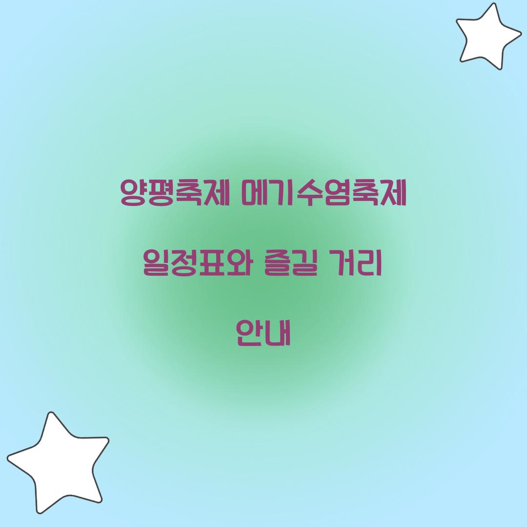 양평축제 메기수염축제 일정표