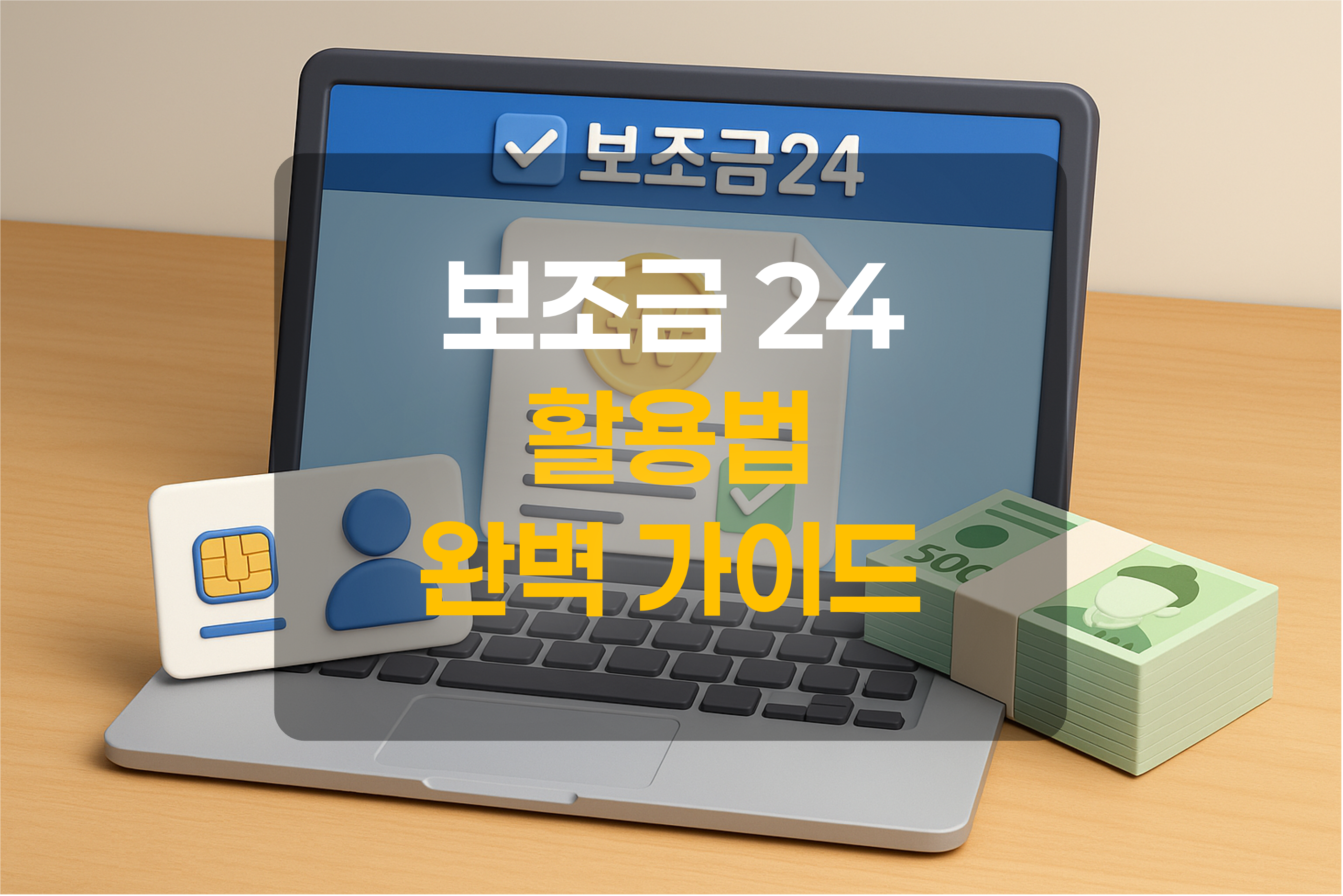 보조금24 화면이 보이는 컴퓨터를 표현한 그림