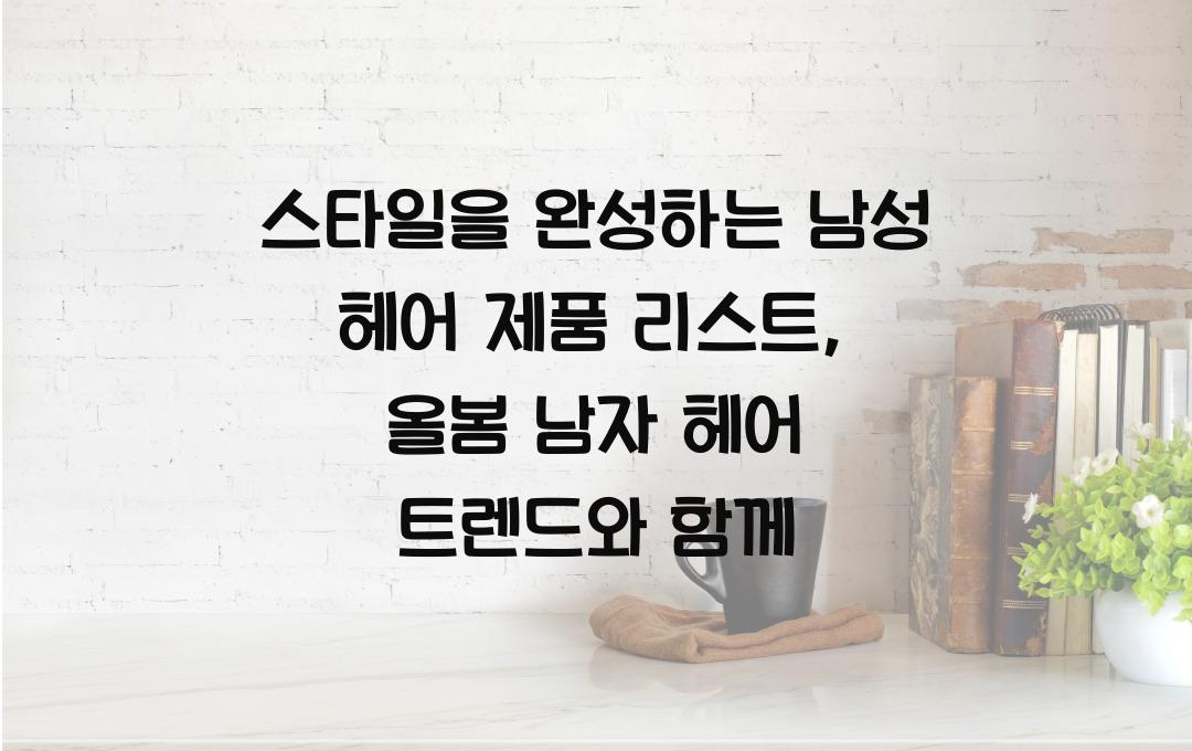 스타일을 완성하는 남성 헤어 제품 리스트