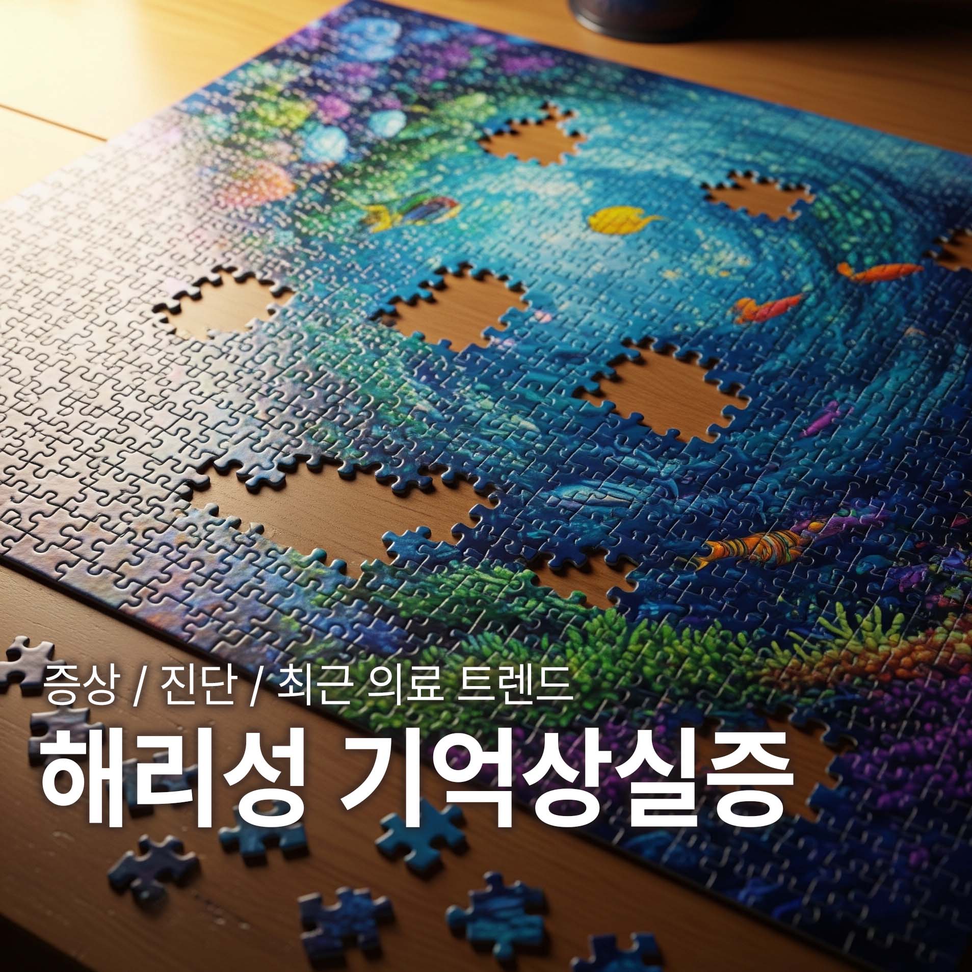 해리성 기억상실증의 기억공백을 나타내는 사진. 퍼즐의 곳곳이 비어있다