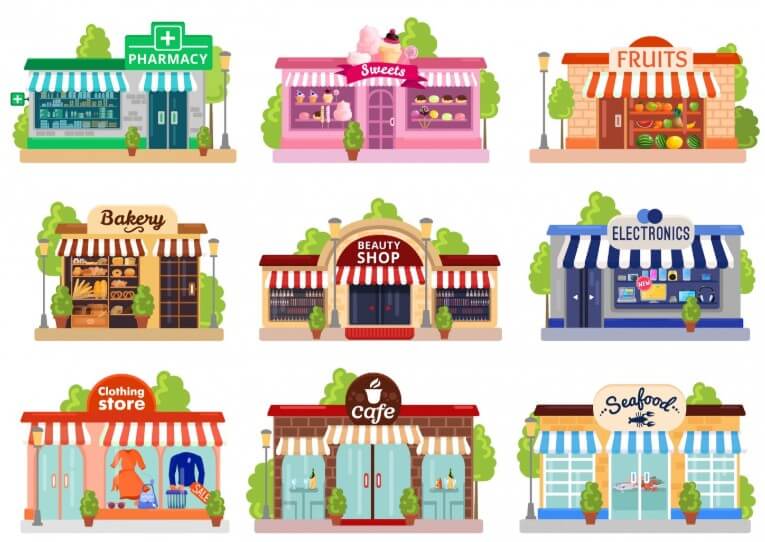 여러 종류의 가게들