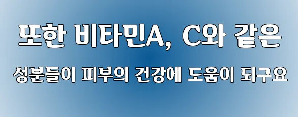  또한 비타민A, C와 같은 성분들이 피부의 건강에 도움이 되구요