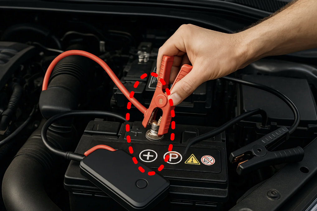 점프스타터 사용시 양극 연결