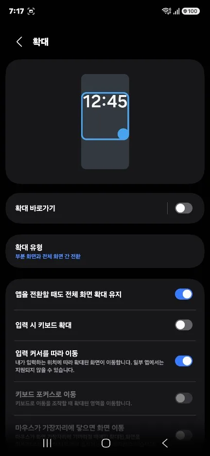 갤럭시 숨겨진 유용한 기능 설정 방법 화면 확대