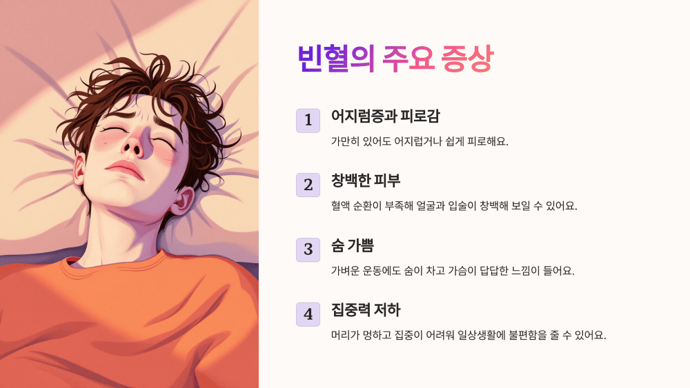 빈혈의 주요 증상