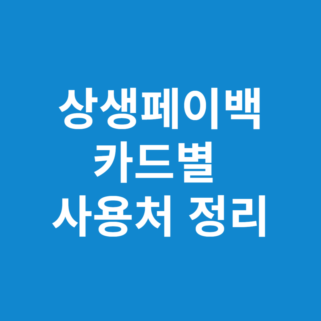 상생페이백 카드별 사용처 정리