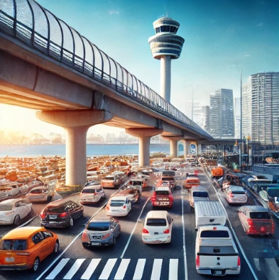 도로에 차량이 많이 있는 모습