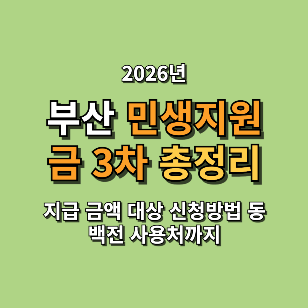 2026 부산 민생지원금 3차 총정리 지급 금액 대상 신청방법 동백전 사용처까지