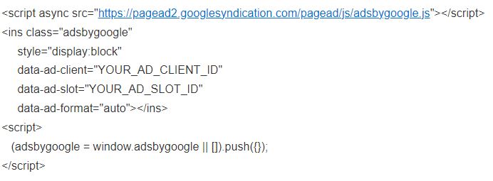 구글 광고 코드 예시문