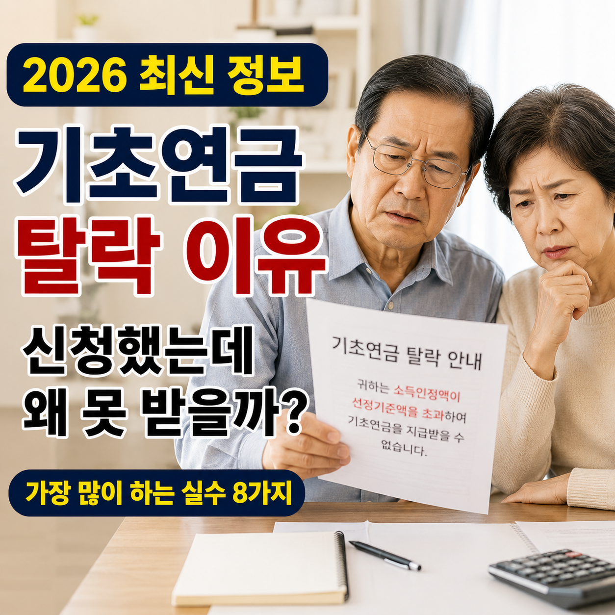 기초연금 탈락 이유 총정리, 신청했는데 왜 못 받을까? (2026 최신)