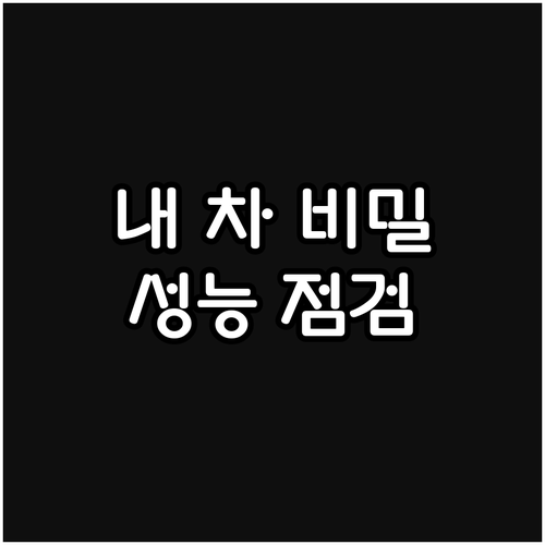 내 차의 숨겨진 비밀 중고차 성능 점