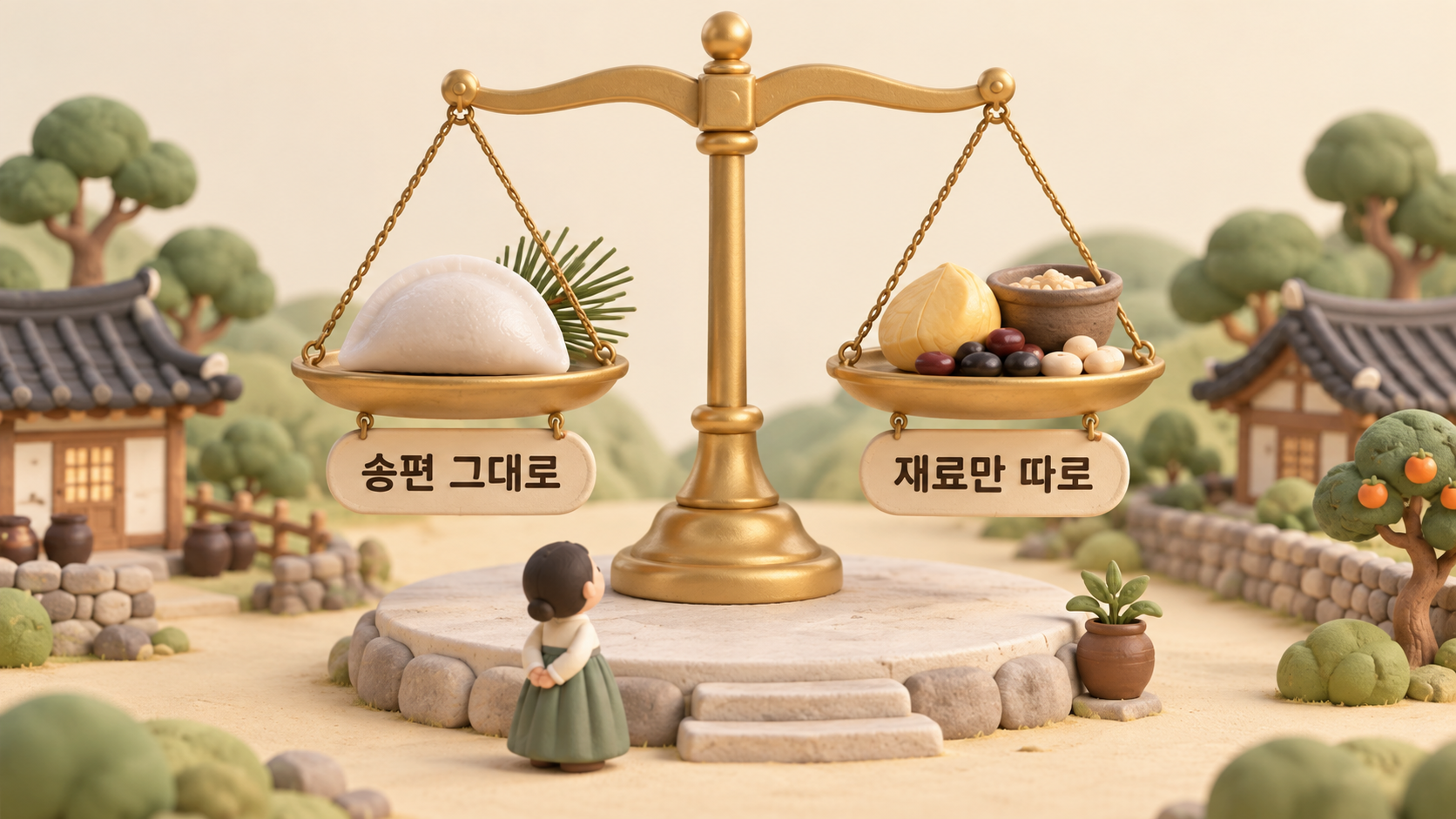 송편 대신 줄 재료 대조 쌍
