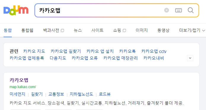 지도 앱에서 다이소를 검색하여 주변 지점 목록을 확인하는 화면