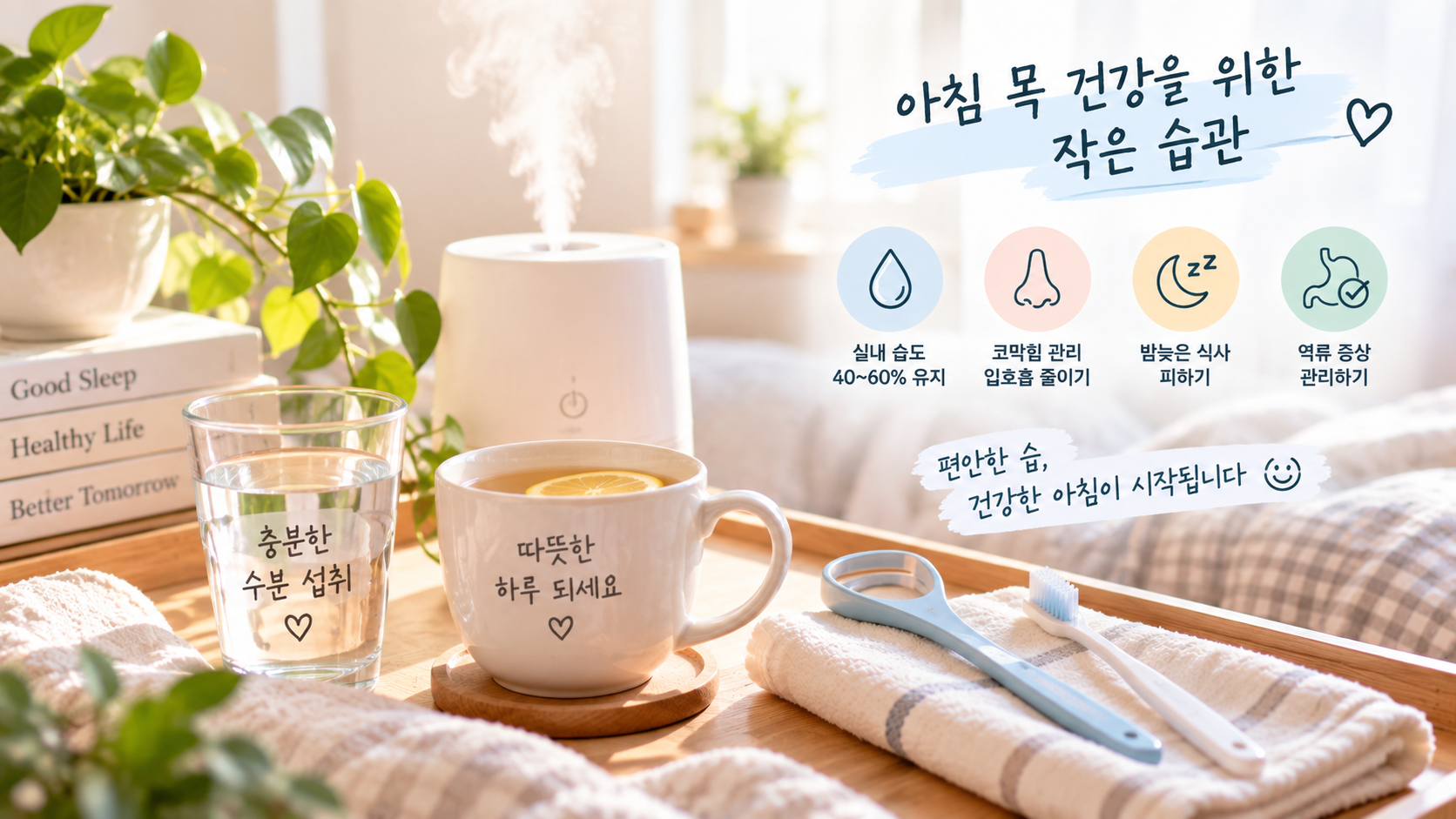 침실 습도와 수분 섭취를 관리해 아침 목 건조를 줄이는 생활 습관