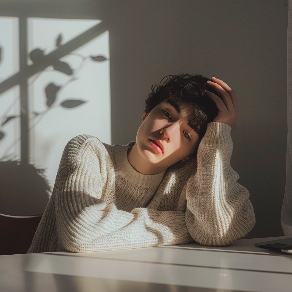 피곤해하는 남성, 실사형 이미지