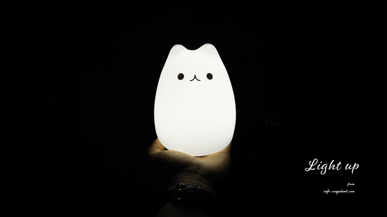 10 흰색 캐릭터 무드등 C - Light up 검정배경화면