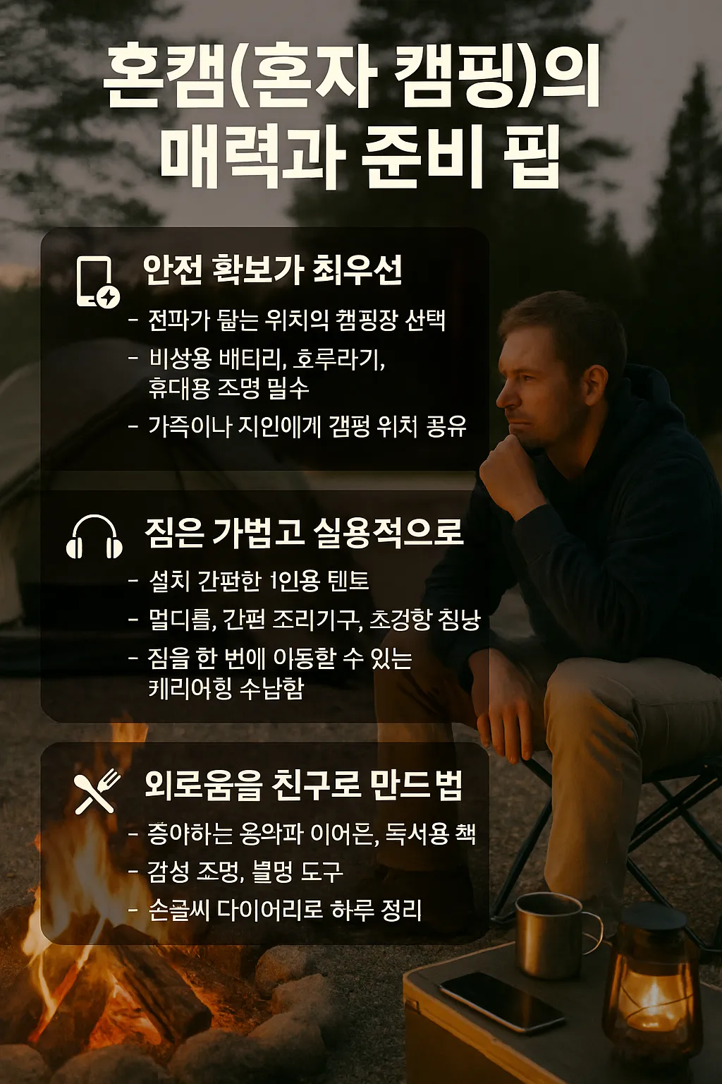 혼캠(혼자 캠핑)의 매력과 준비 팁
