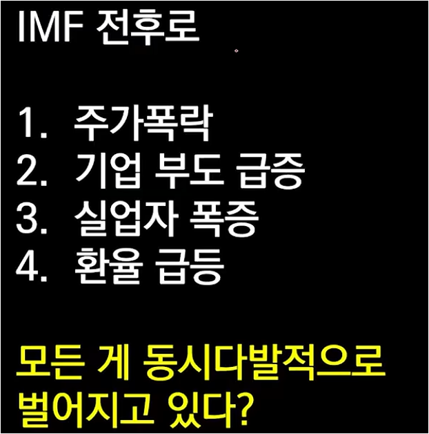 한국 경제 위기 신호 (주가 폭락, 법인 파산, 환율 급등)