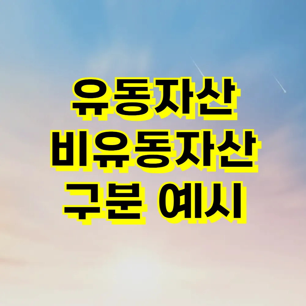 유동자산 비유동자산 구분 예시