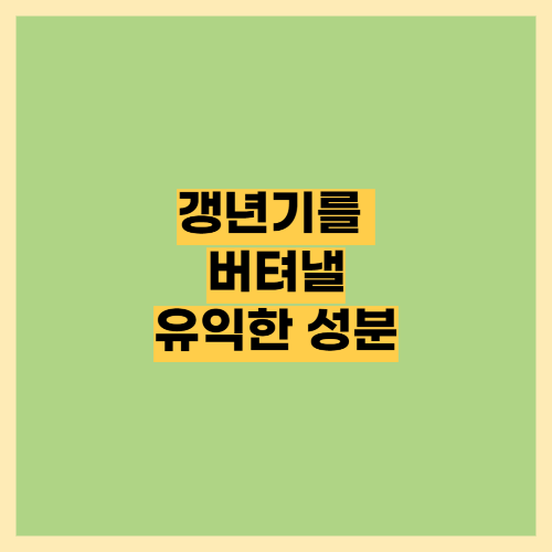 갱년기를 버텨낼 유익한 성분