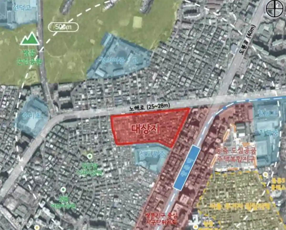 쌍문역서측-도심공공복합사업-대상지-위치-빨간색