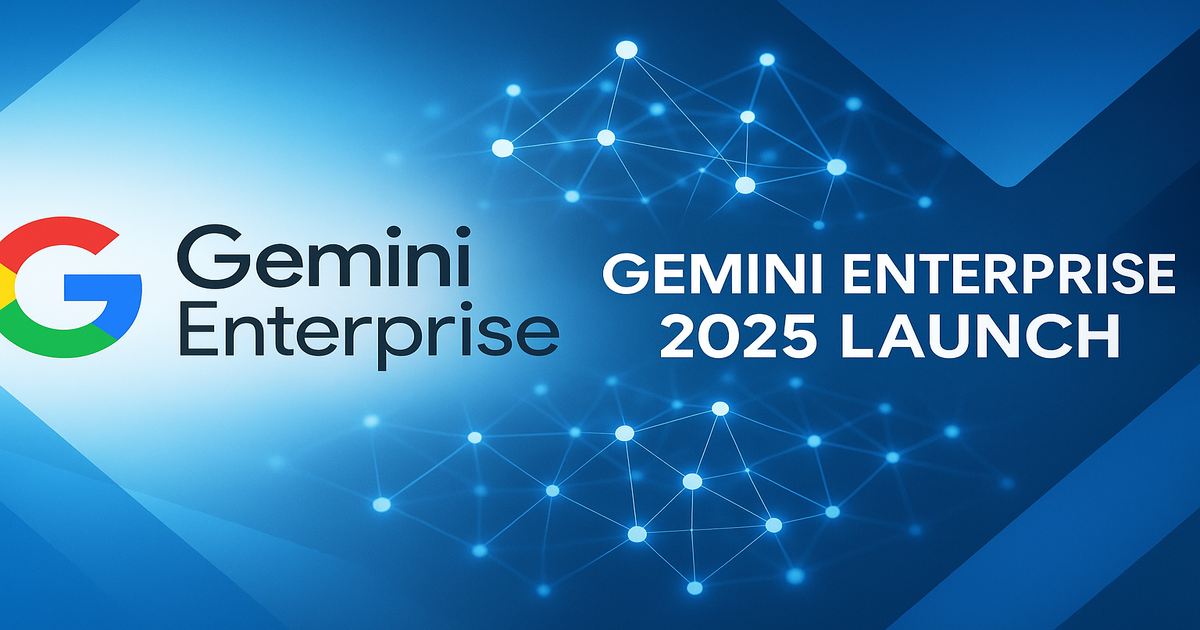 Google Gemini Enterprise official launch announcement 2025 with AI agent network visualization and pricing information