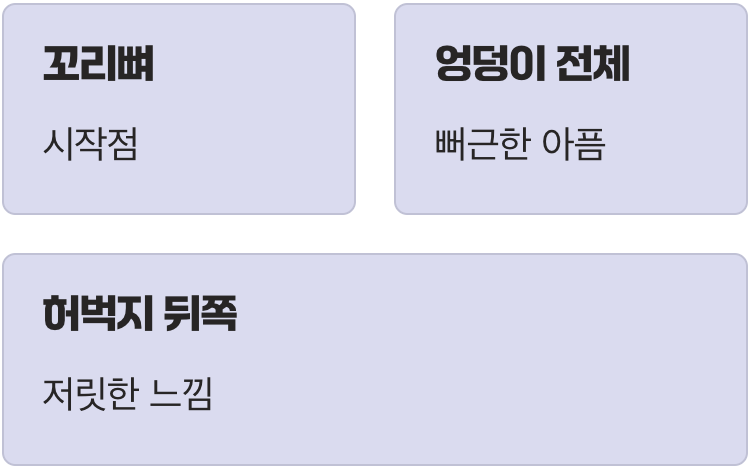 꼬리뼈뿐만 아닌, 주변으로 퍼지는 통증