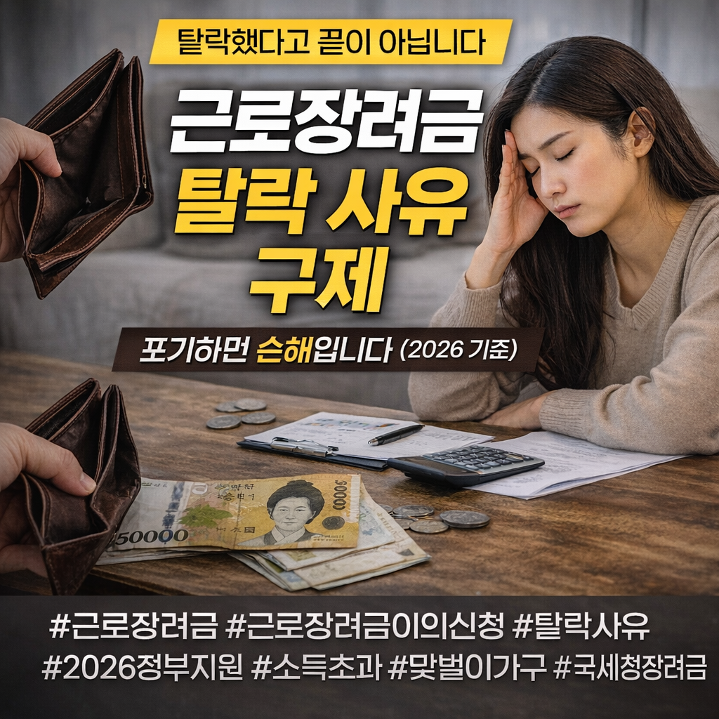 근로장려금 탈락 사유 구제, 포기하면 손해입니다 (2026 기준)