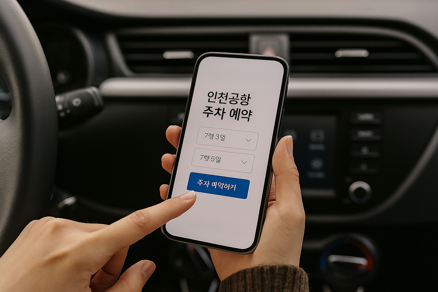 스마트폰으로 인천공항 주차장을 예약하는 과정