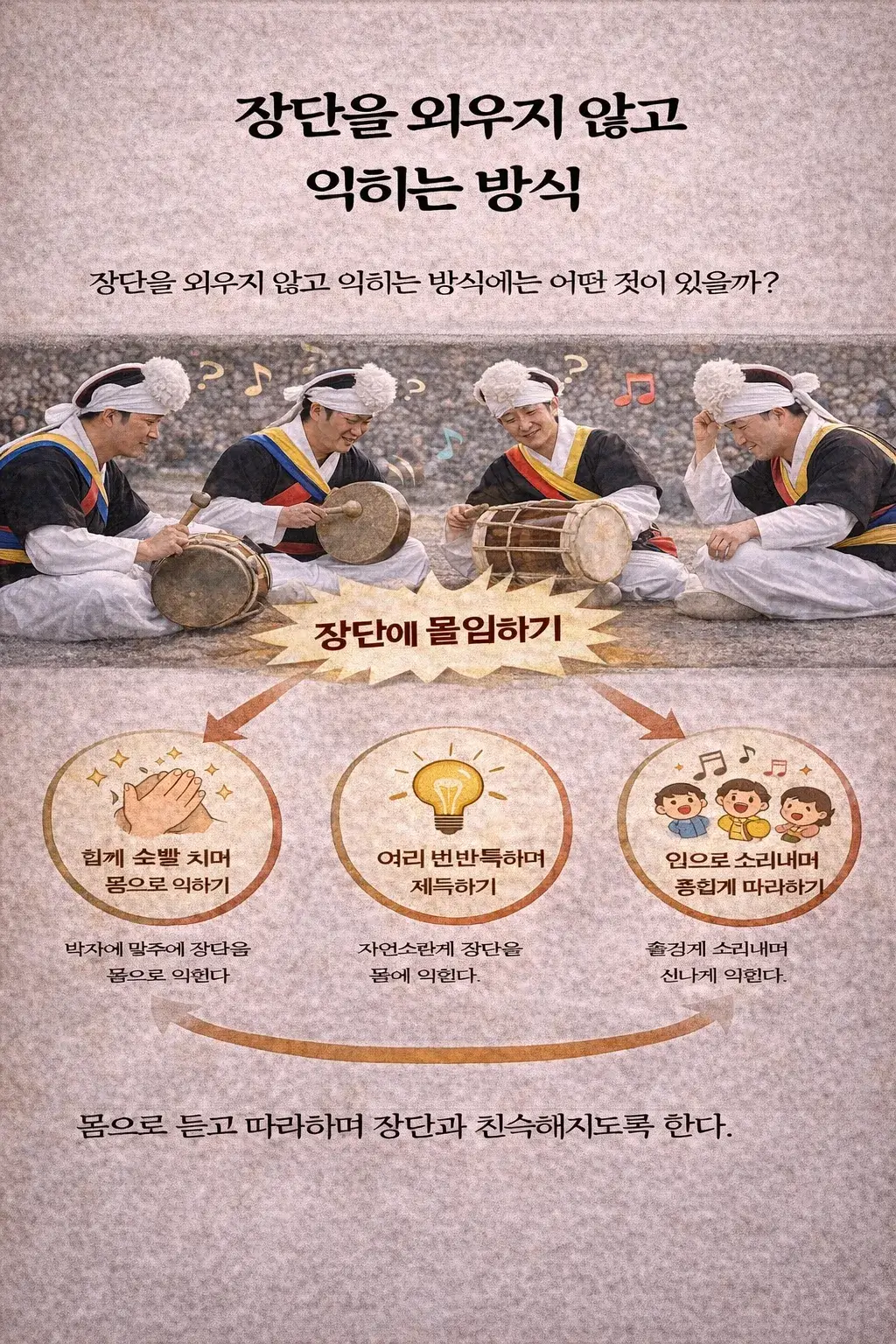 장단을 외우지 않고 익히는 방식