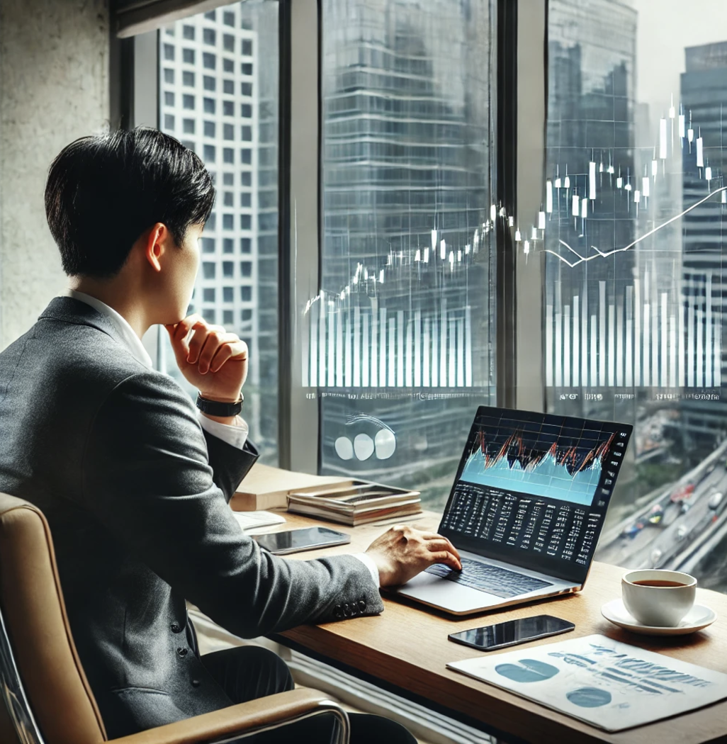 투자자가 주식 분석하는 모습