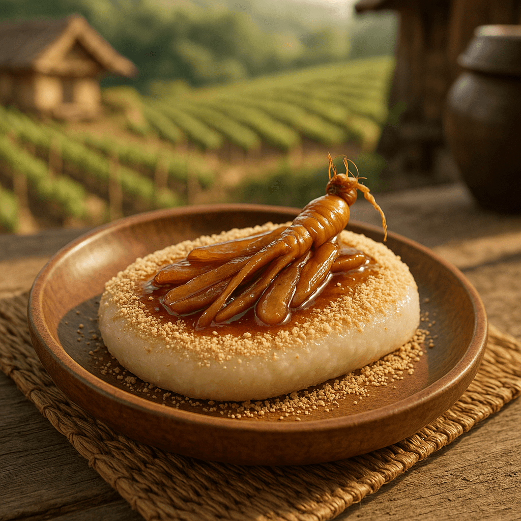 충남 금산 인삼밭 옆 작은 마을에서 먹던 인삼조청절편