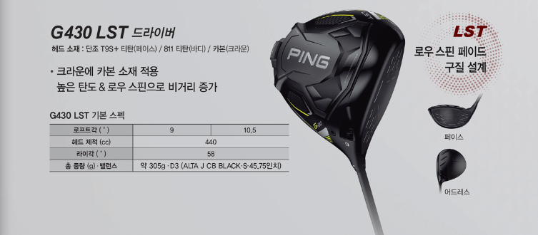 핑G430LST드라이버 스펙