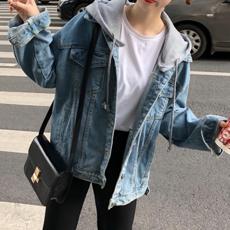 루즈핏 후드 청자켓 흑청자켓