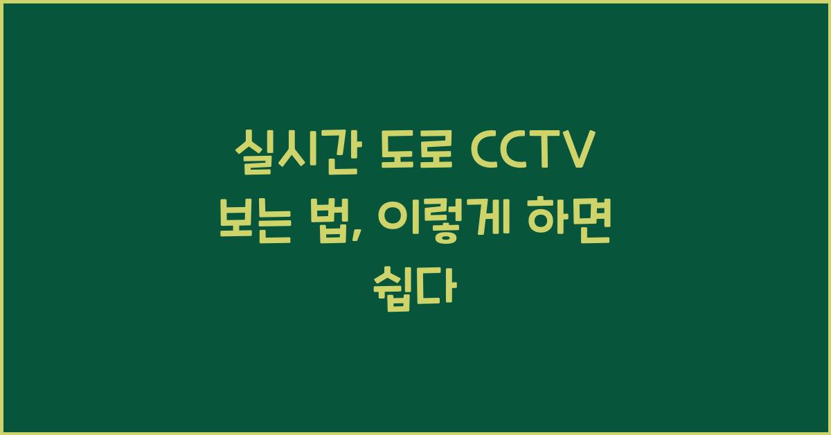 실시간 도로 cctv 보는 법