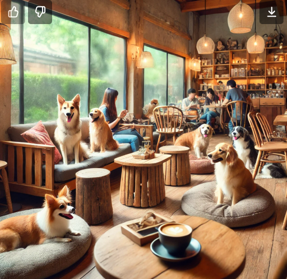 강성적인 강아지 동반 카페