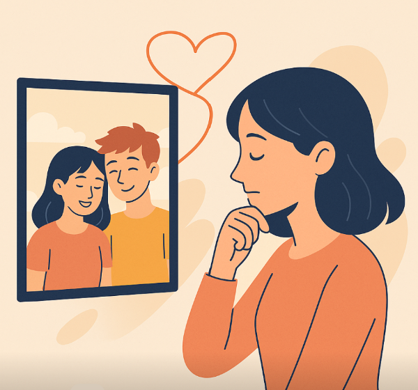 추억이 정신 건강에 주는 위로에 관한 일러스트 이미지