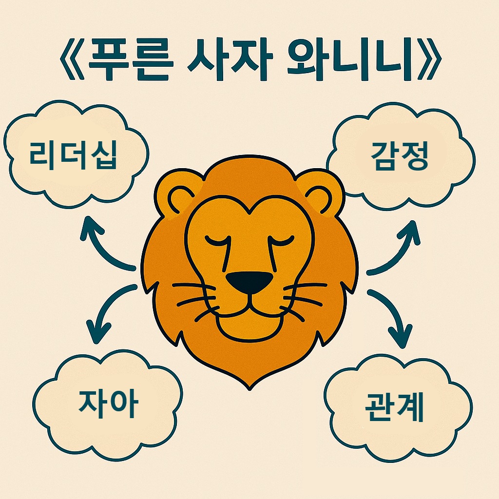 감정, 자아, 관계, 리더십을 주제로 구성된 사고력 확장 마인드맵 예시”