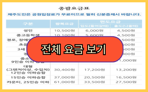 우도 배 요금 차량 요금