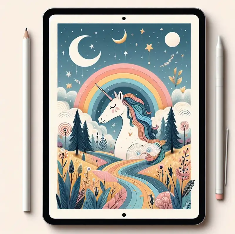 애플-펜슬과-아이패드로-유니콘-그림을-그리는-모습