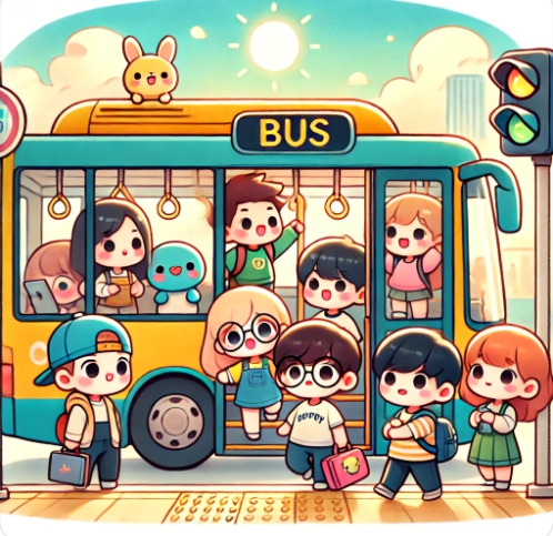 버스타는 시민들의 모습을 표현한 이미지