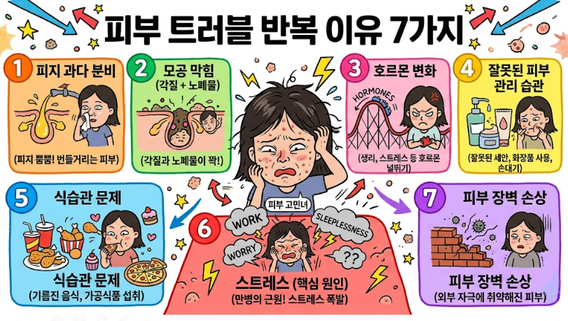 피부 트러블 반복 이유 7가지 -사진-