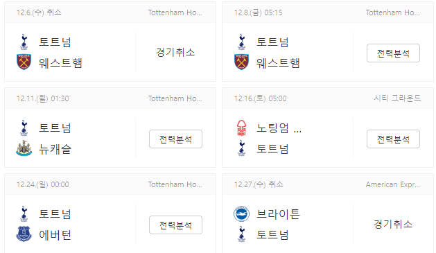 손흥민 소속 출전경기