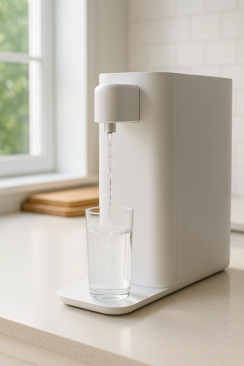 맑고-투명한-정수기-물이-유리잔에-흘러내리며-일상에-건강과-순수를-전하는-장면